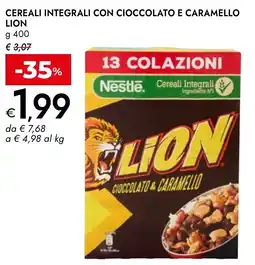 Bennet Cereali integrali con cioccolato e caramello lion NESTLE offerta