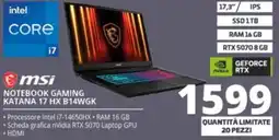 Comet msi NOTEBOOK GAMING KATANA 17 HX B14WGK offerta