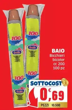 Sigma BAIO Bicchieri bicolor CC 200 100 pz offerta