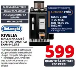 Comet RIVELIA MACCHINA CAFFÈ SUPERAUTOMATICA EXAM440.35.B offerta