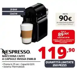 Comet NESPRESSO MACCHINA CAFFE A CAPSULE INISSIA EN80.B offerta