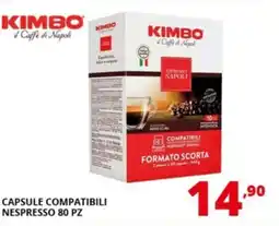 Comet Kimbo capsule compatibili nespresso 80 pz offerta