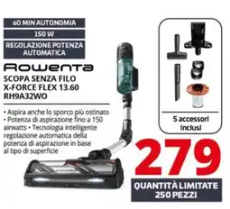 Comet Rowenta SCOPA SENZA FILO X-FORCE FLEX 13.60 RH9A32WO offerta
