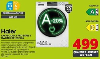 Comet Haier LAVASCIUGA I-PRO SERIE 1 HWD100-BP16929AS offerta