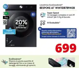 Comet SAMSUNG Lavatrice EcoDosatore BESPOKE AI” WW11DB7B94GB offerta