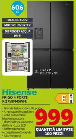 Comet Hisense FRIGO 4 PORTE RQ758N4SWFE offerta