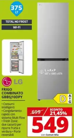 Comet LG FRIGO COMBINATO CGBBSJ10DPY offerta