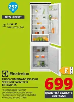 Comet Electrolux FRIGO COMBINATO INCASSO SERIE 600 TWINTECH ENT6ME18S offerta