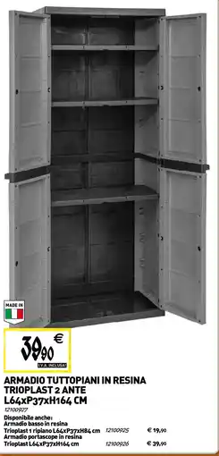 Tecnomat Armadio tuttopiani in resina trioplast 2 ante L64xP37xH164 CM offerta