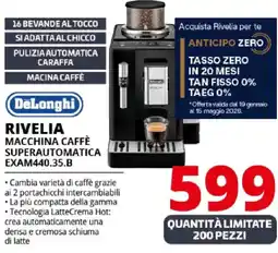 Comet DeLonghi RIVELIA MACCHINA CAFFÈ SUPERAUTOMATICA EXAM440.35.B offerta
