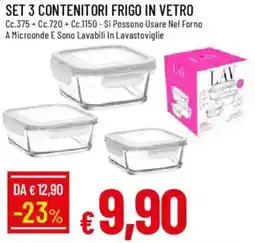 Galassia Set 3 contenitori frigo in vetro offerta