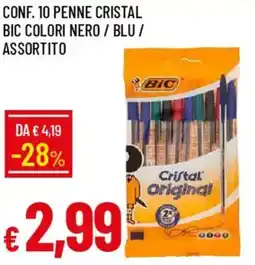Galassia Conf. 10 penne cristal bic colori nero / blu offerta