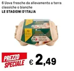 Iper La Grande 6 Uova fresche da allevamento a terra classiche o bianche LE STAGIONI D'ITALIA offerta
