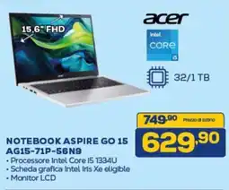 Euronics acer NOTEBOOK ASPIRE GO 15 AG15-71P-56N9 offerta