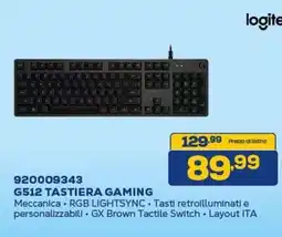 Euronics logitech 920009343 G512 TASTIERA GAMING offerta