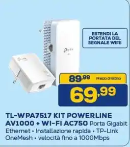 Euronics tp-link TL-WPA7517 KIT POWERLINE AV1000+ WI-FI AC750 offerta