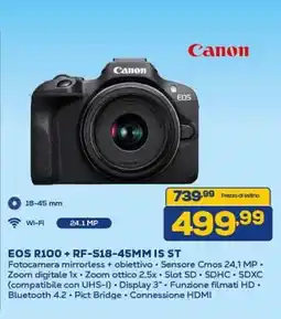 Euronics Canon EOS R100 + RF-S18-45MM IS ST offerta