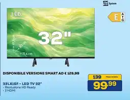 Euronics TELE System 32LX15F-LED TV 32" offerta