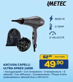 Euronics IMETEC ASCIUGA CAPELLI ULTRA SPEED 11859 offerta