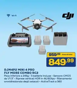 Euronics dji DJM4P2 MINI 4 PRO FLY MORE COMBO RC2 offerta