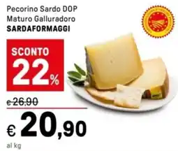 Iper La Grande Pecorino Sardo DOP Maturo Galluradoro SARDAFORMAGGI offerta
