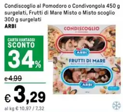 Iper La Grande Condiscoglio al Pomodoro o Condivongola surgelati, Frutti di Mare Misto o Misto scoglio surgelati ARBI offerta