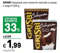 Iper La Grande GRISBI Colazione con crema di nocciole e cacao o yogurt offerta