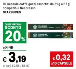 Iper La Grande 10 Capsule caffè compatibili Nespresso STARBUCKS offerta