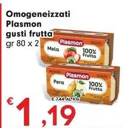 DeSpar Express Omogeneizzati Plasmon gusti frutta offerta