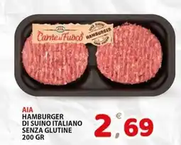 Premium Supermercati Aia hamburger di suino italiano senza glutine offerta