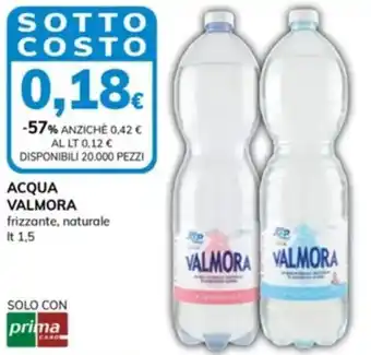 Acqua valmora frizzante, naturale
