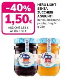 Basko Hero light senza zuccheri aggiunti mirtilli, albicocche, pesche, fragole offerta