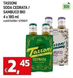 C+C maxigross Tassoni soda cedrata / sambuco bio offerta