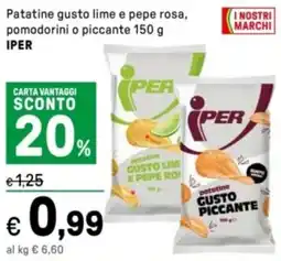 Iper La Grande Patatine gusto lime e pepe rosa, pomodorini o piccante IPER offerta