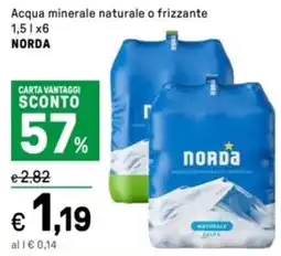 Iper La Grande Acqua minerale naturale o frizzante NORDA offerta