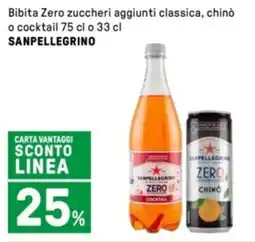 Iper La Grande Bibita Zero zuccheri aggiunti classica, chinò o cocktail SANPELLEGRINO offerta