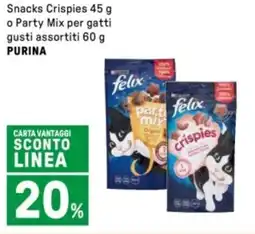 Iper La Grande Snacks Crispies o Party Mix per gatticrispies PURINA offerta