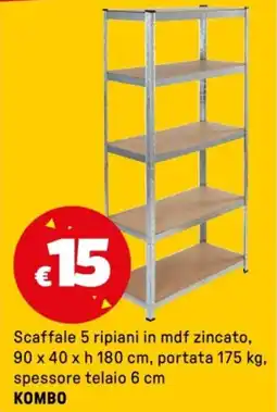 Iper La Grande Scaffale 5 ripiani in mdf zincato, portata, spessore telaio KOMBO offerta
