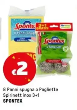 Iper La Grande 8 Panni spugna o Pagliette Spirinett inox SPONTEX offerta