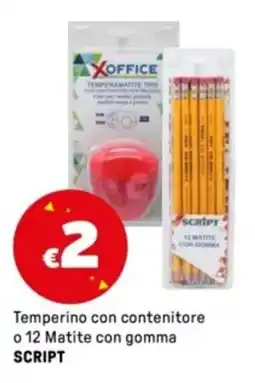 Iper La Grande Temperino con contenitore o 12 Matite con gomma SCRIPT offerta