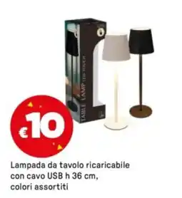 Iper La Grande Lampada da tavolo ricaricabile con cavo USB h 36 cm offerta