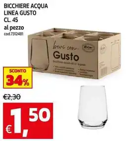 C+C maxigross Bicchiere acqua linea gusto offerta