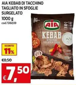 C+C maxigross Aia kebab di tacchino tagliato in sfoglie surgelato offerta