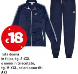 Iper La Grande Tuta donna in felpa, tg. S-XXL o uomo in triacetato, tg. M-XXL, AKI offerta