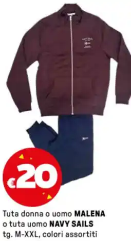 Iper La Grande Tuta donna o uomo MALENA o tuta uomo NAVY SAILS tg. M-XXL offerta