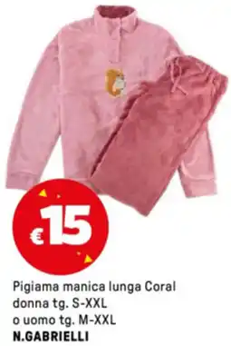 Iper La Grande Pigiama manica lunga Coral donna tg. S-XXL o uomo tg. M-XXL N.GABRIELLI offerta