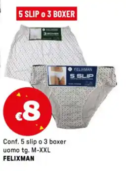 Iper La Grande Conf. 5 slip o 3 boxer uomo tg. M-XXL FELIXMAN offerta