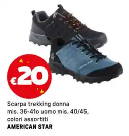 Iper La Grande Scarpa trekking donna mis. 36-410 uomo mis. 40/45, colori assortiti AMERICAN STAR offerta