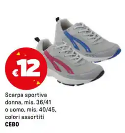 Iper La Grande Scarpa sportiva donna, mis. 36/41 o uomo, mis. 40/45, colori assortiti CEBO offerta