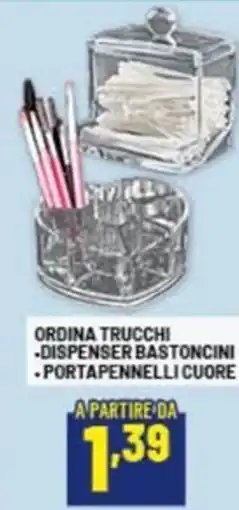 Risparmio Casa Ordina trucchi -dispenser bastoncini -portapennelli cuore offerta